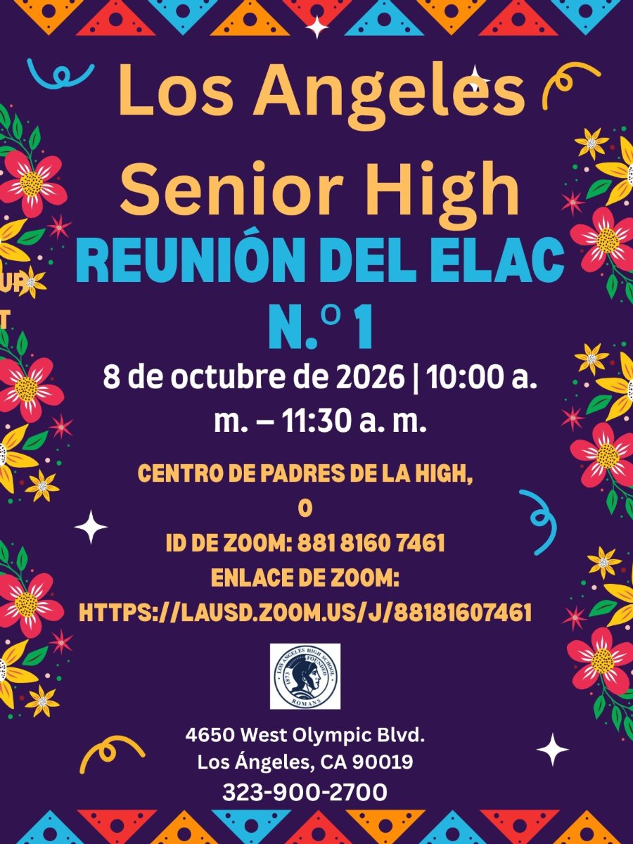ELAC Meeting #1 Flyer for 10/8/2026 at 10AM in Spanish